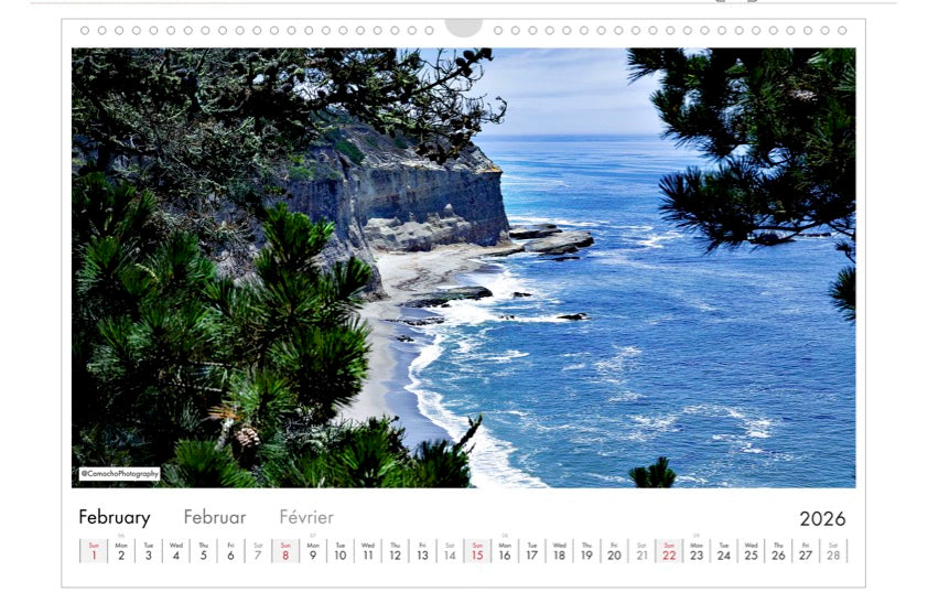 Calendar, 2026, Landscape, Beach, west Coast, California, USA
