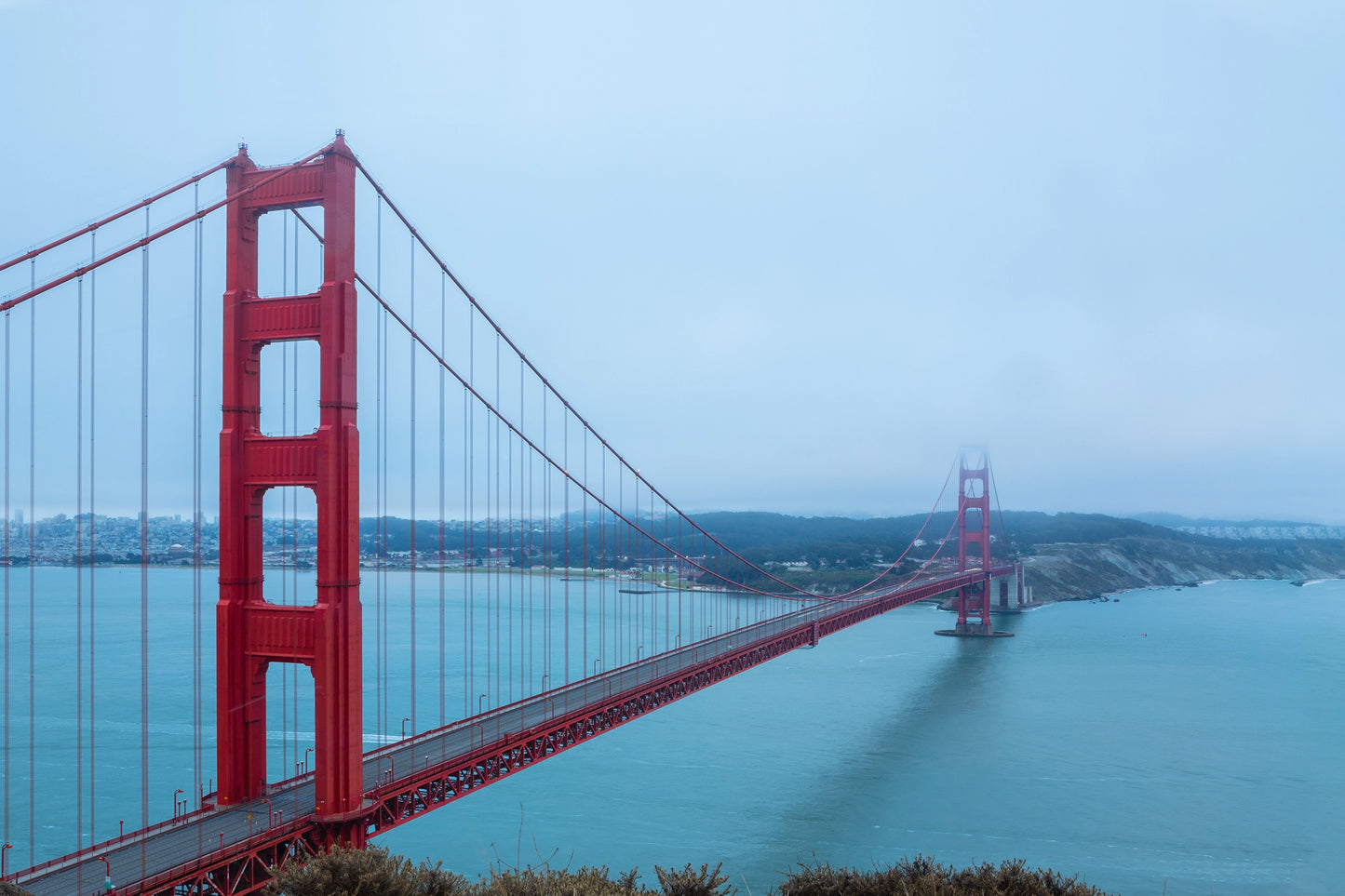 The iconic beauty of San Francisco with "Golden Gate in the Mist." Actual format of the artwork.