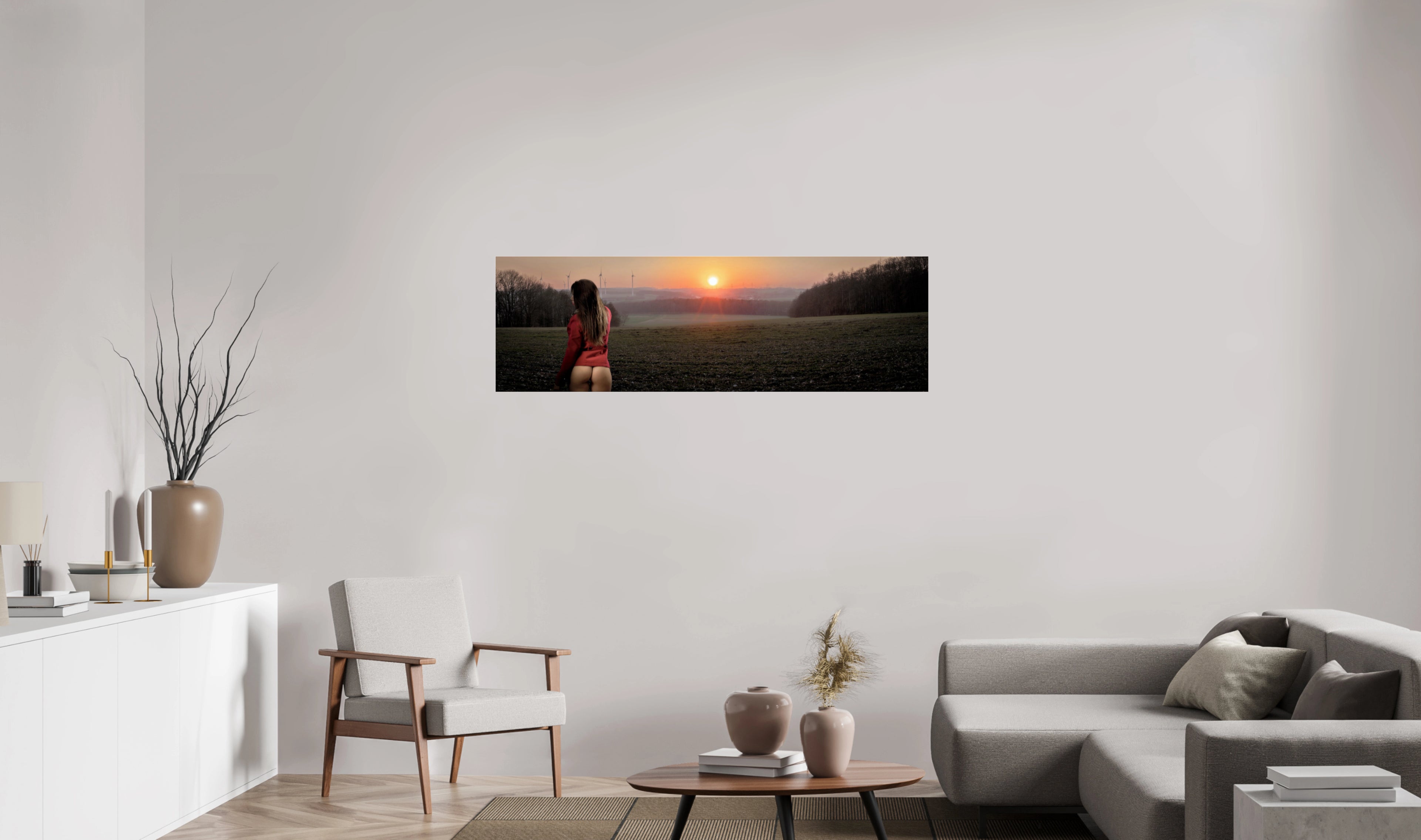 Sunset Solitude: Female and Nature Beauty Blend