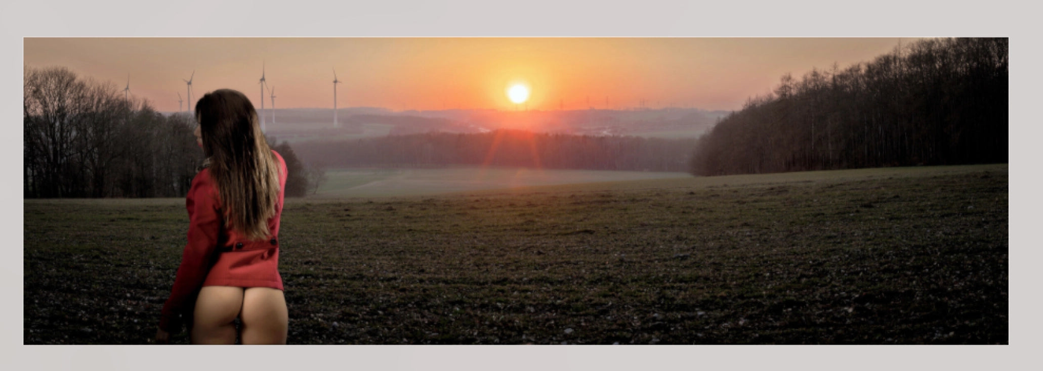 Sunset Solitude: Female and Nature Beauty Blend