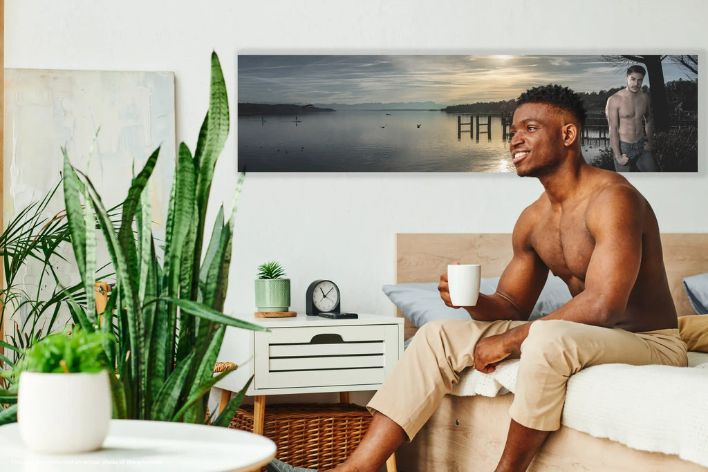 Model, man, strong, muscle, pier, lake_, unset