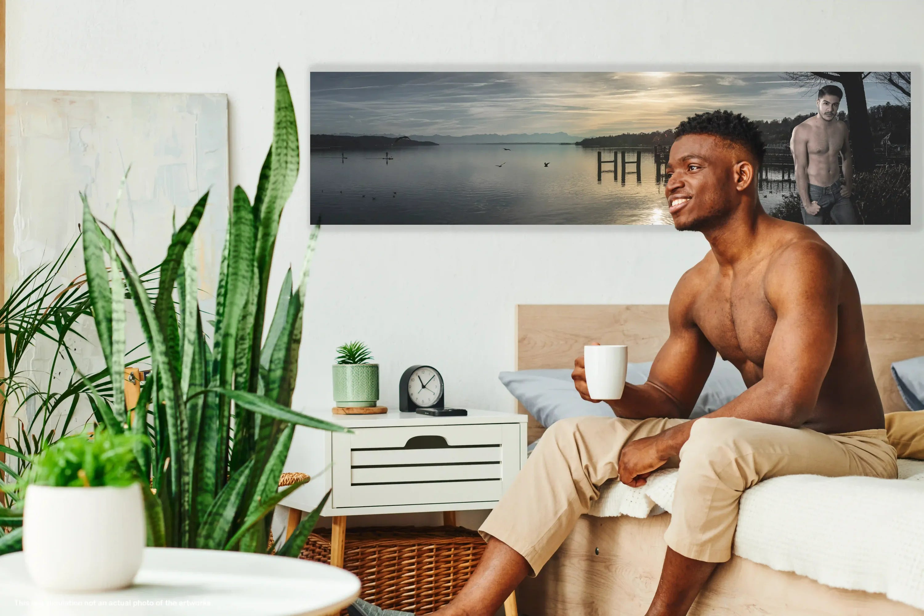 Model, man, strong, muscle, pier, lake_, unset