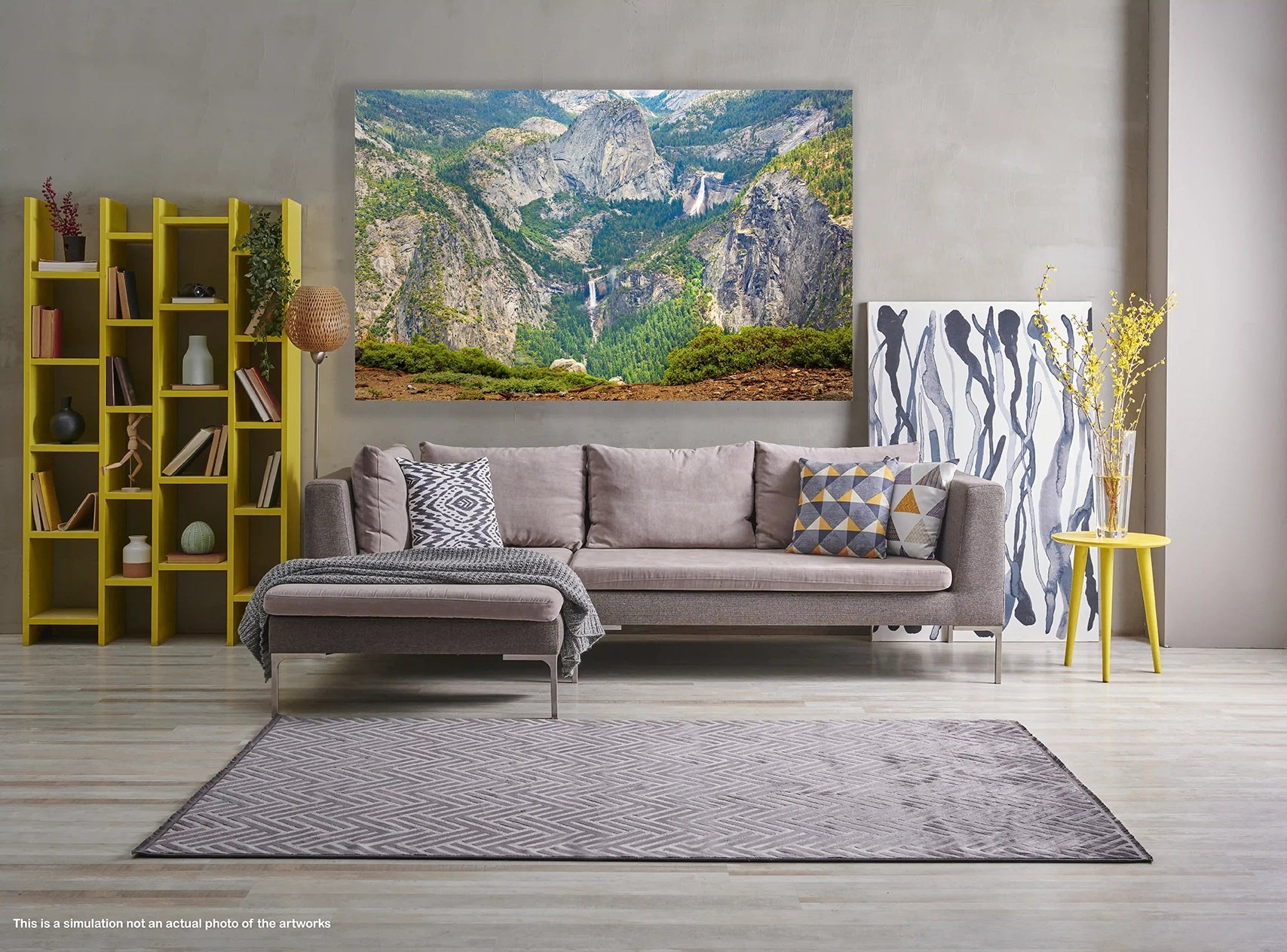 Scenic view of Yosemite Valley with waterfalls and mountains